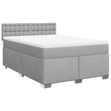 Box Spring Bed with Mattress Dark Grey Double Fabric - Front View