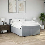 Box Spring Bed with Mattress Dark Grey Double Fabric
