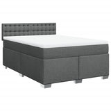 Box Spring Bed with Mattress Black Double Fabric - Front View