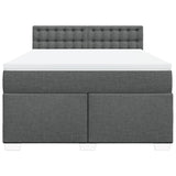 Box Spring Bed with Mattress Black Double Fabric - Top-Down View