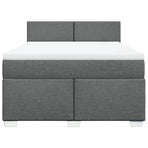 Box Spring Bed with Mattress Dark Grey Queen Fabric