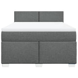 Box Spring Bed with Mattress Dark Grey Queen Fabric - Top-Down View