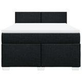 Box Spring Bed with Mattress Black Queen Fabric - Top-Down View