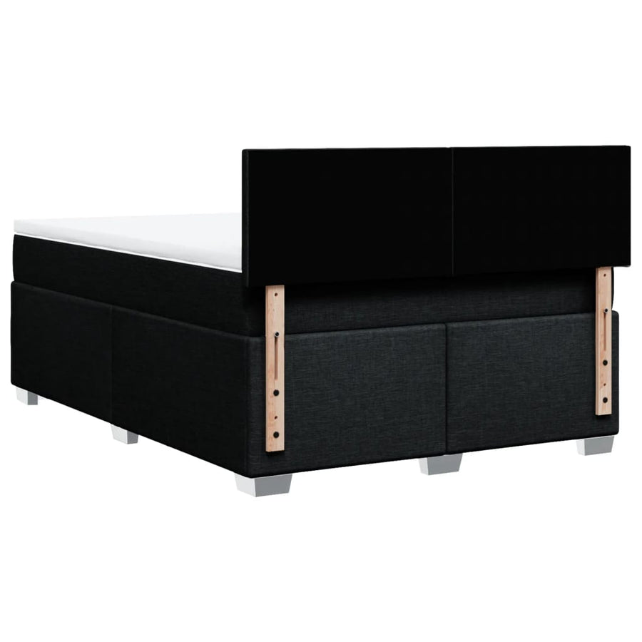 Box Spring Bed with Mattress Black Queen Fabric