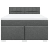 Box Spring Bed with Mattress Black Queen Fabric - Top-Down View