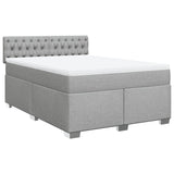 Box Spring Bed with Mattress Dark Grey Queen Fabric - Front View