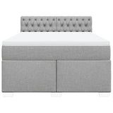 Box Spring Bed with Mattress Dark Grey Queen Fabric
