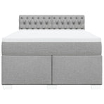 Box Spring Bed with Mattress Dark Grey Queen Fabric