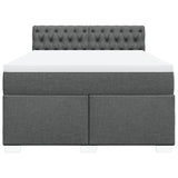 Box Spring Bed with Mattress Black Queen Fabric - Top-Down View