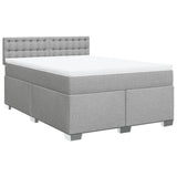 Box Spring Bed with Mattress Dark Grey Queen Fabric - Front View