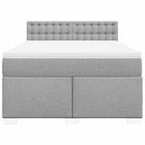 Box Spring Bed with Mattress Dark Grey Queen Fabric - Top-Down View