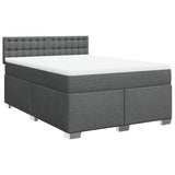 Box Spring Bed with Mattress Black Queen Fabric - Front View