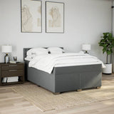 Box Spring Bed with Mattress Black Queen Fabric - Side View