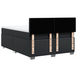Box Spring Bed with Mattress Black Double Faux Leather - Extra Image