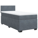 Box Spring Bed with Mattress Dark Grey King Single Velvet - Front View