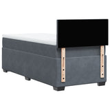 Box Spring Bed with Mattress Dark Grey King Single Velvet - Extra Image
