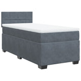 Box Spring Bed with Mattress Dark Grey King Single Velvet - Front View