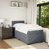 Box Spring Bed with Mattress Dark Grey King Single Velvet - Side View