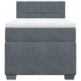 Box Spring Bed with Mattress Dark Grey King Single Velvet - Top-Down View