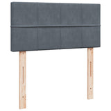 Box Spring Bed with Mattress Dark Grey King Single Velvet - Low Angle