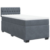 Box Spring Bed with Mattress Dark Grey King Single Velvet - Front View