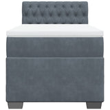 Box Spring Bed with Mattress Dark Grey King Single Velvet - Top-Down View