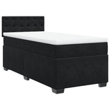 Box Spring Bed with Mattress Black King Single Velvet - Front View