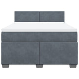 Box Spring Bed with Mattress Dark Grey Double Velvet - Side View