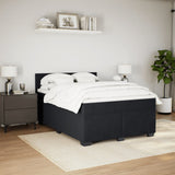 Box Spring Bed with Mattress Black Double Velvet - Side View