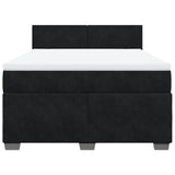 Box Spring Bed with Mattress Black Double Velvet - Top-Down View
