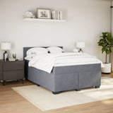 Box Spring Bed with Mattress Dark Grey Double Velvet - Side View