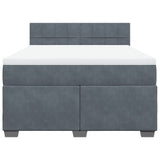 Box Spring Bed with Mattress Dark Grey Double Velvet - Top-Down View