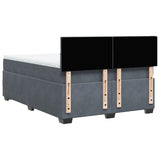 Box Spring Bed with Mattress Dark Grey Double Velvet - Extra Image