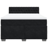 Box Spring Bed with Mattress Black Double Velvet - Top-Down View