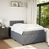 Box Spring Bed with Mattress Dark Grey Double Velvet - Side View