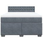 Box Spring Bed with Mattress Dark Grey Double Velvet