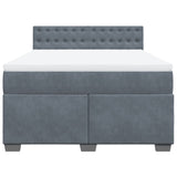 Box Spring Bed with Mattress Dark Grey Double Velvet - Top-Down View
