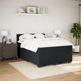 Box Spring Bed with Mattress Black Double Velvet - Side View
