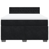 Box Spring Bed with Mattress Black Double Velvet
