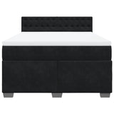 Box Spring Bed with Mattress Black Double Velvet - Top-Down View