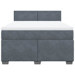 Box Spring Bed with Mattress Dark Grey Queen Velvet