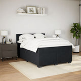 Box Spring Bed with Mattress Black Queen Velvet - Side View