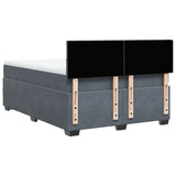 Box Spring Bed with Mattress Dark Grey Queen Velvet - Extra Image