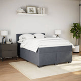Box Spring Bed with Mattress Dark Grey Queen Velvet - Side View