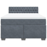 Box Spring Bed with Mattress Dark Grey Queen Velvet - Top-Down View