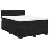 Box Spring Bed with Mattress Black Queen Velvet - Front View
