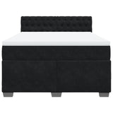 Box Spring Bed with Mattress Black Queen Velvet - Top-Down View