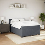 Box Spring Bed with Mattress Dark Grey Queen Velvet - Side View