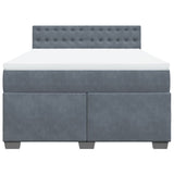 Box Spring Bed with Mattress Dark Grey Queen Velvet