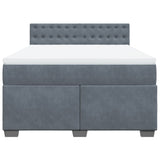 Box Spring Bed with Mattress Dark Grey Queen Velvet - Top-Down View